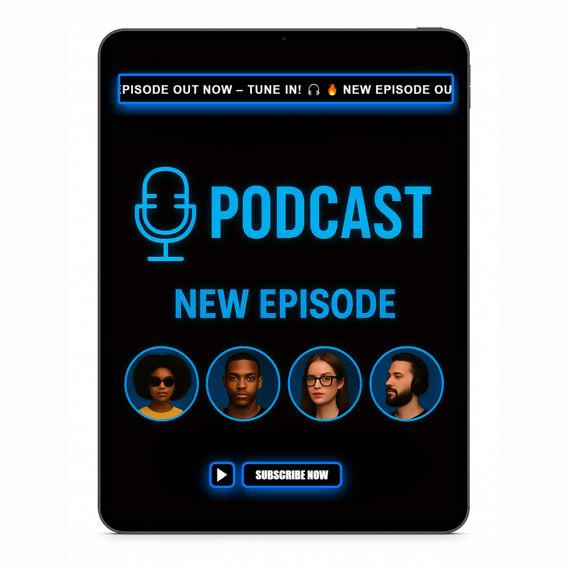 Blue Neon Outline Glow Subscribe Now Button - RUN THE STREETS COLLABORATIVE