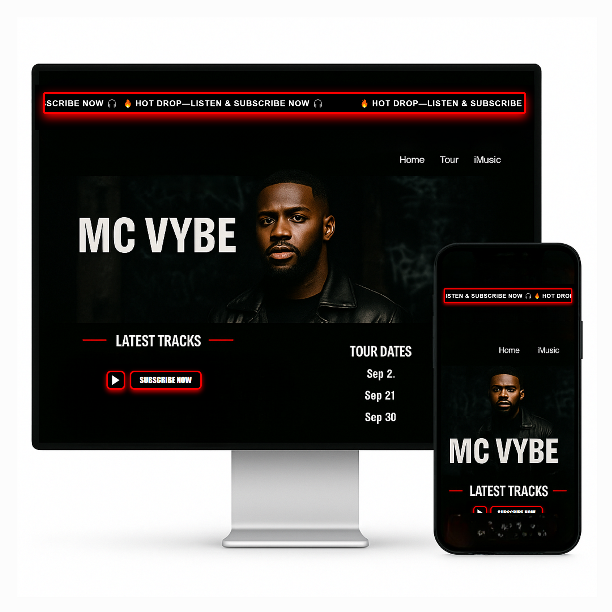 Neon Red Outline Glowing Effect Text Bar - RUN THE STREETS COLLABORATIVE