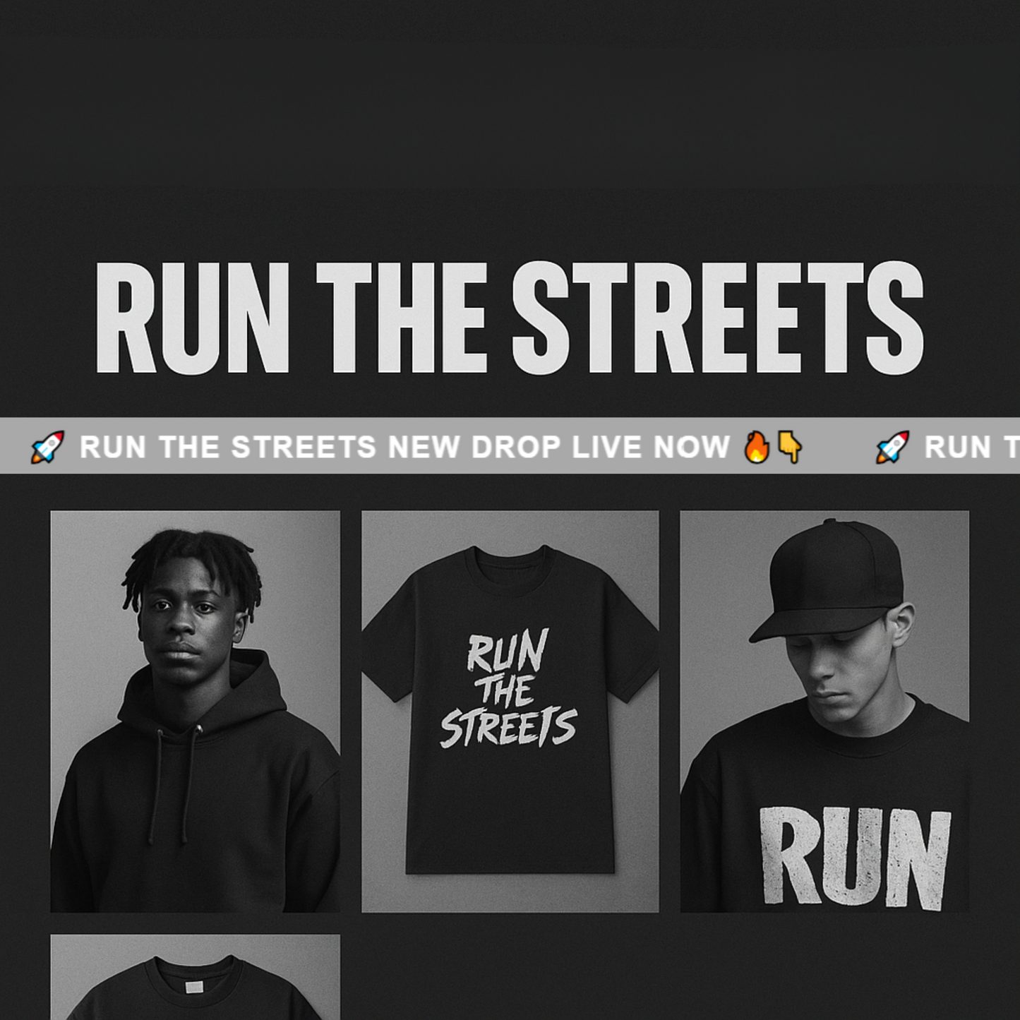 Gray Scrolling Text Bar - RUN THE STREETS COLLABORATIVE