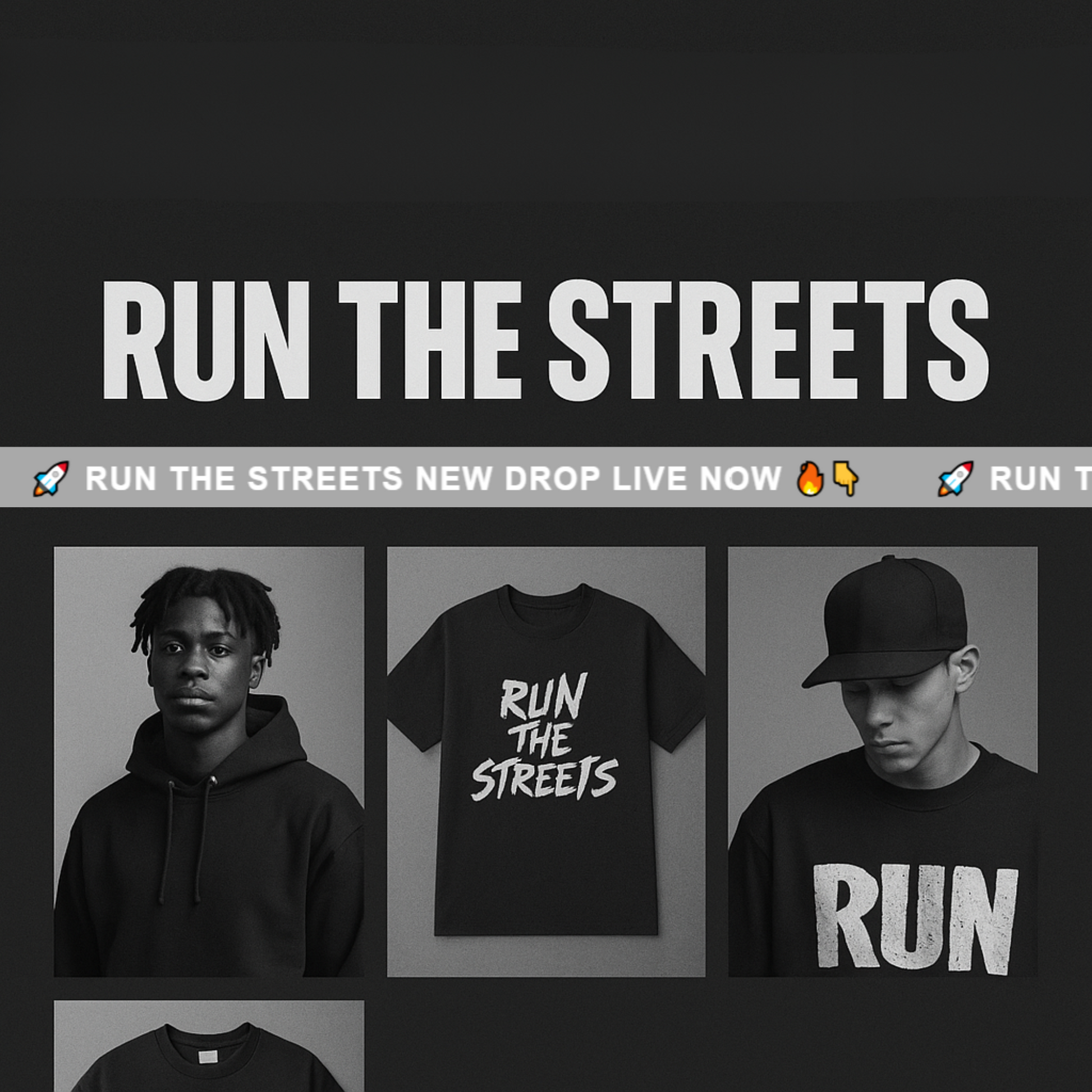 Gray Scrolling Text Bar - RUN THE STREETS COLLABORATIVE