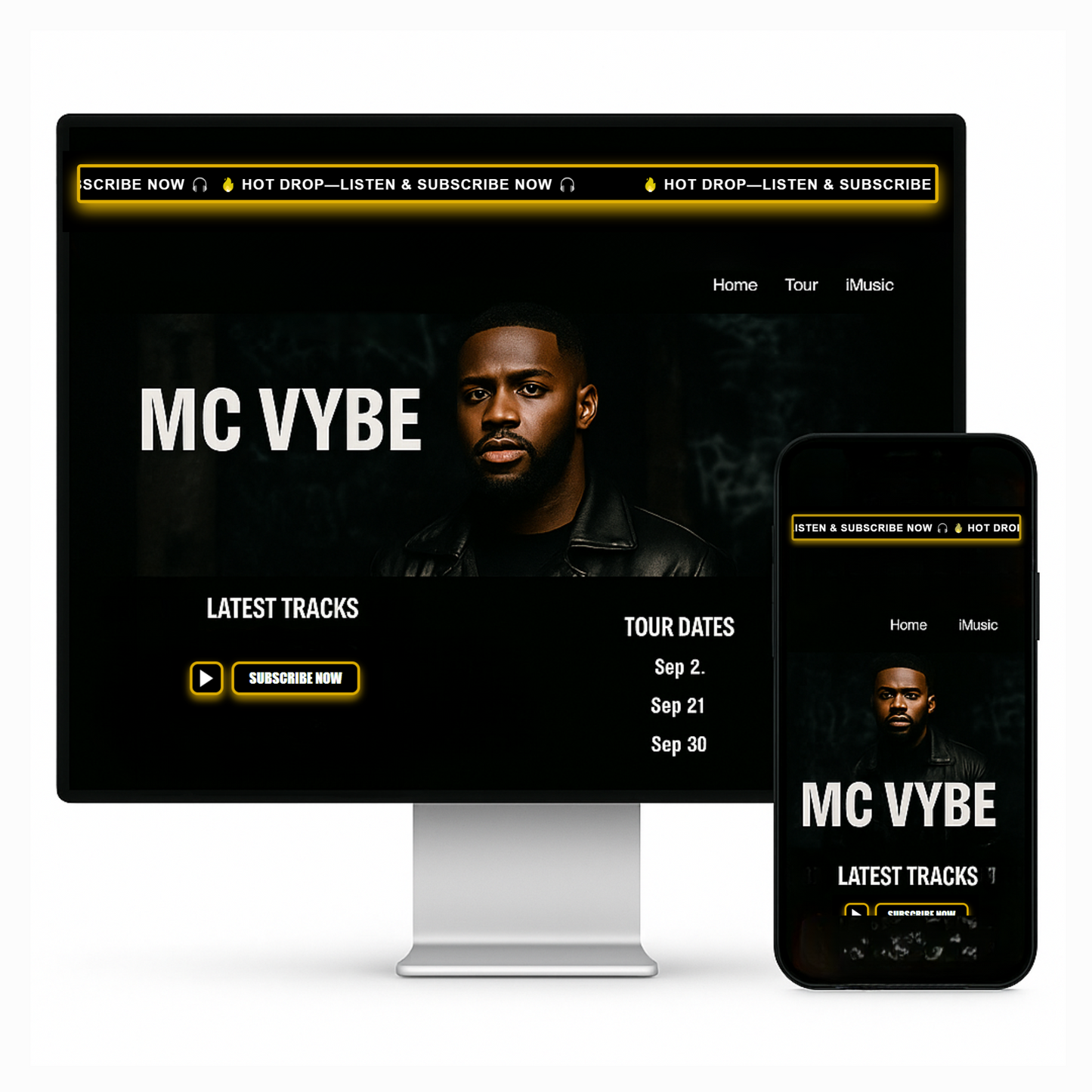 Gold Neon Outline Glow Subscribe Now Button