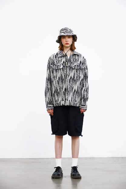 Painterly Striated Jacquard Overshirt