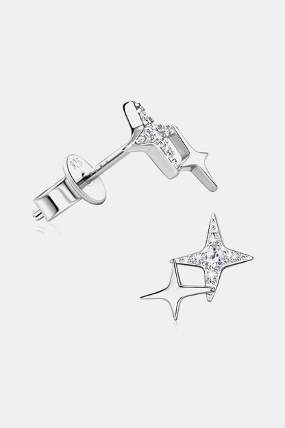 Moissanite 925 Sterling Silver Star Shape Earrings - RUN THE STREETS COLLABORATIVE