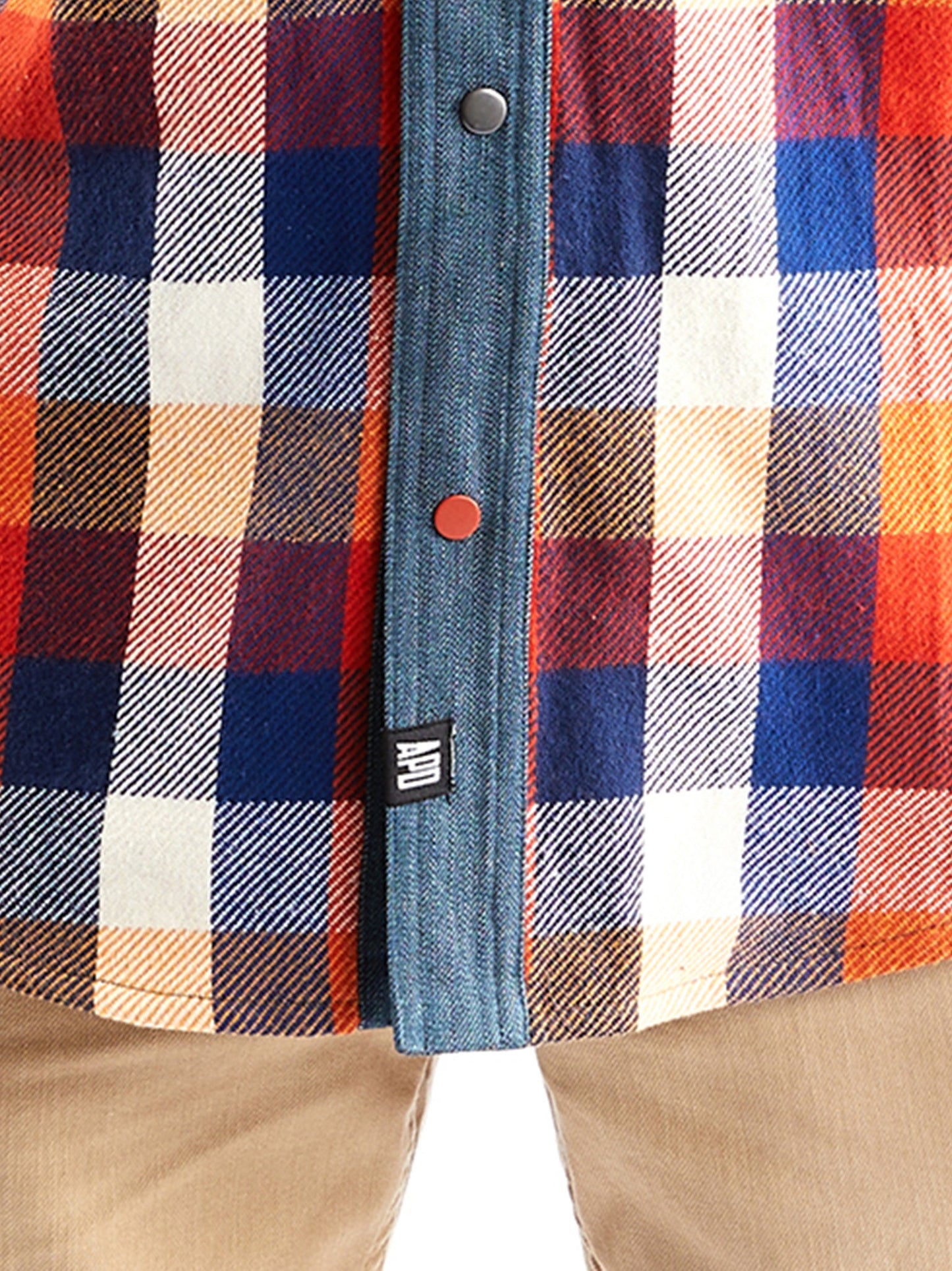 Western Shirt in Orange Checked Flannel and Denim - RUN THE STREETS COLLABORATIVE