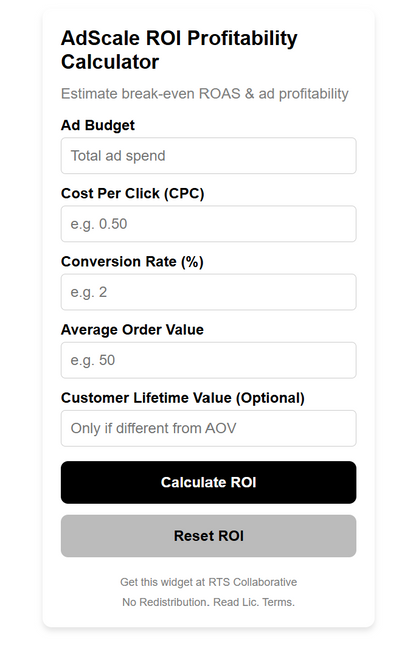 AdScale ROI Profitability Calculator Widget Plugin