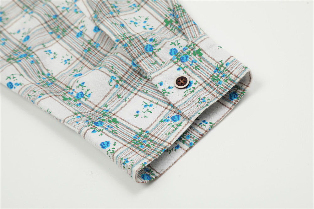 Floral Plaid Long-Sleeve Button Shirt