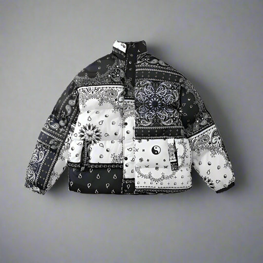 Bandana Patchwork Puffer Jacket - RUN THE STREETS COLLABORATIVE