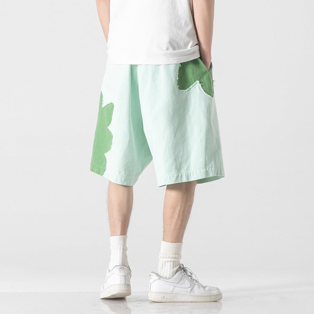 Two-Tone Clover Appliqué Shorts