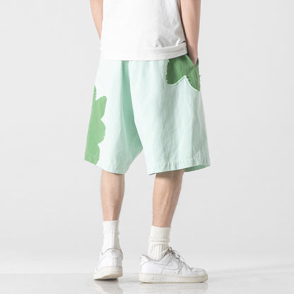 Two-Tone Clover Appliqué Shorts