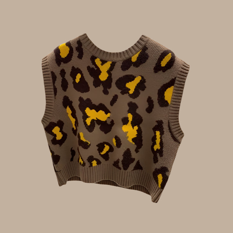 Leopard Print Knitted Vest - RUN THE STREETS COLLABORATIVE