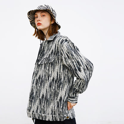 Painterly Striated Jacquard Overshirt