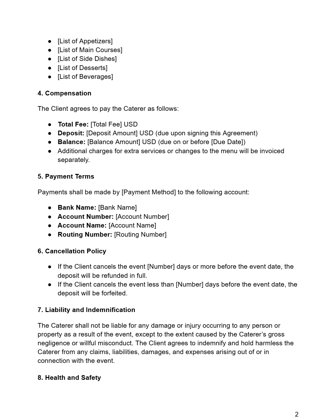 Catering Agreement - RUN THE STREETS COLLABORATIVE