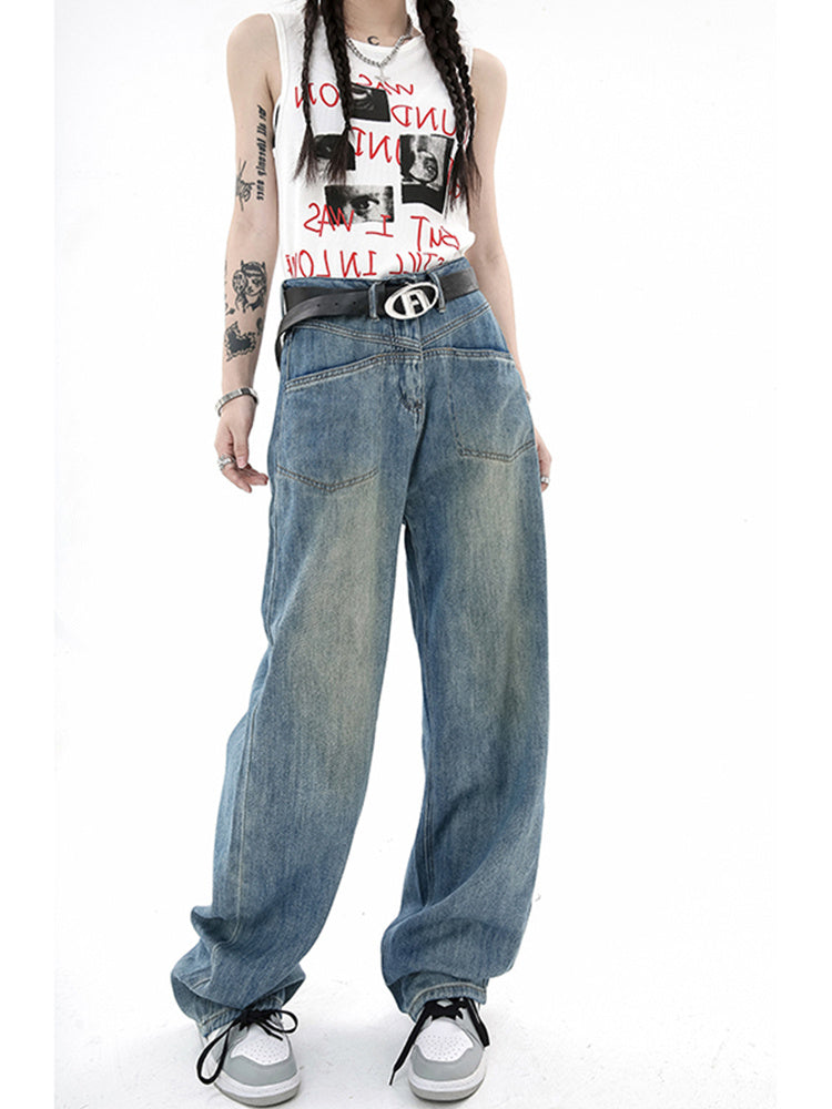 Distressed Retro Jeans - RUN THE STREETS COLLABORATIVE