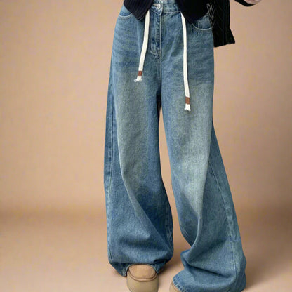 Vintage Blue Drawstring Jeans - RUN THE STREETS COLLABORATIVE
