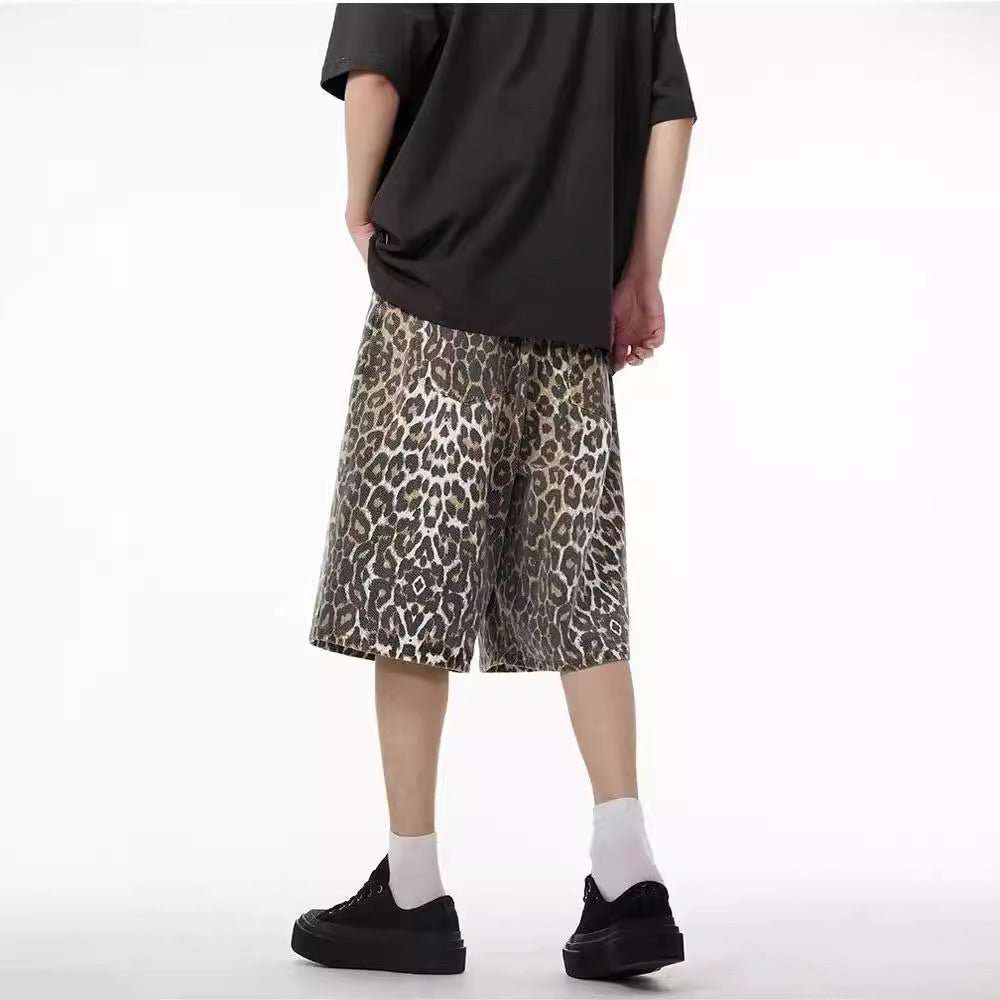 Leopard Print Wide-Leg Shorts