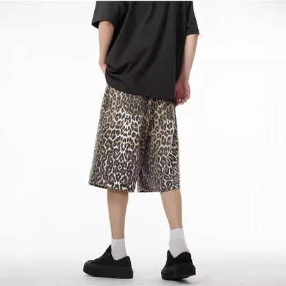 Leopard Print Wide-Leg Shorts