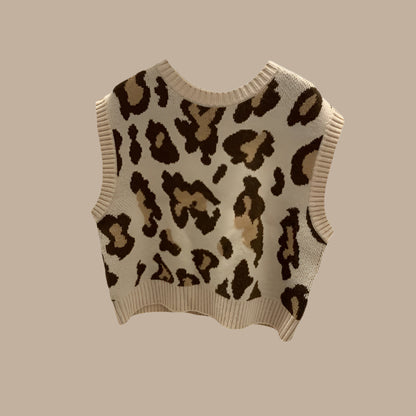 Leopard Print Knitted Vest - RUN THE STREETS COLLABORATIVE