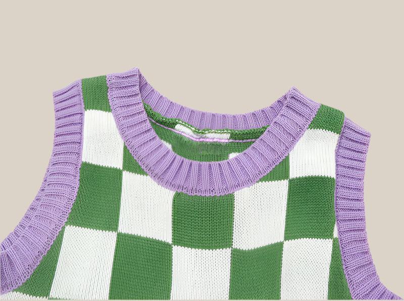 Checkerboard Knit Vest - RUN THE STREETS COLLABORATIVE