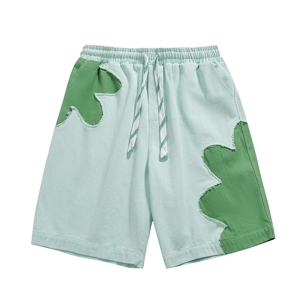Two-Tone Clover Appliqué Shorts