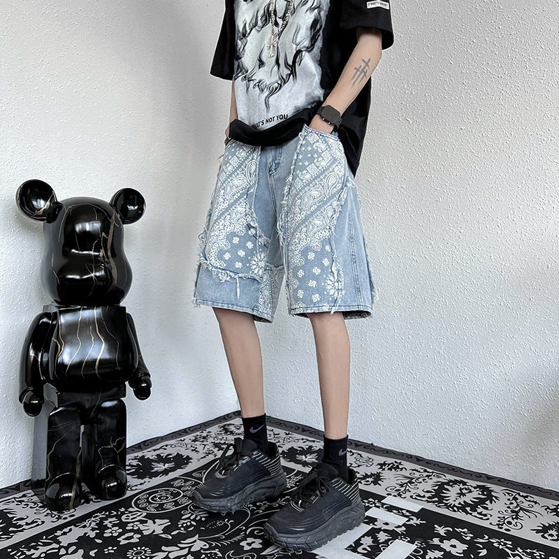 Patchwork Bandana Denim Shorts