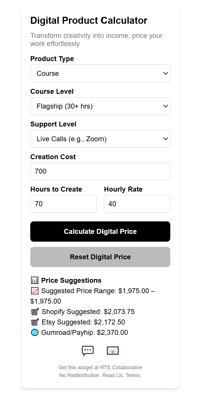 Digital Product Calculator Widget Plugin