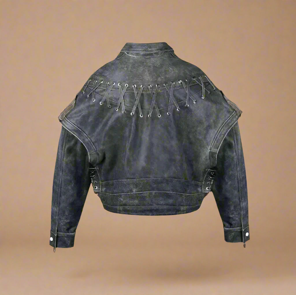 Vintage Weave Faux Leather Jacket - RUN THE STREETS COLLABORATIVE
