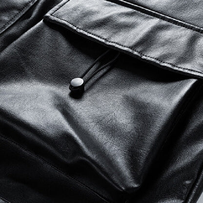 Green Signal Faux Leather Utility Jacket - RUN THE STREETS COLLABORATIVE