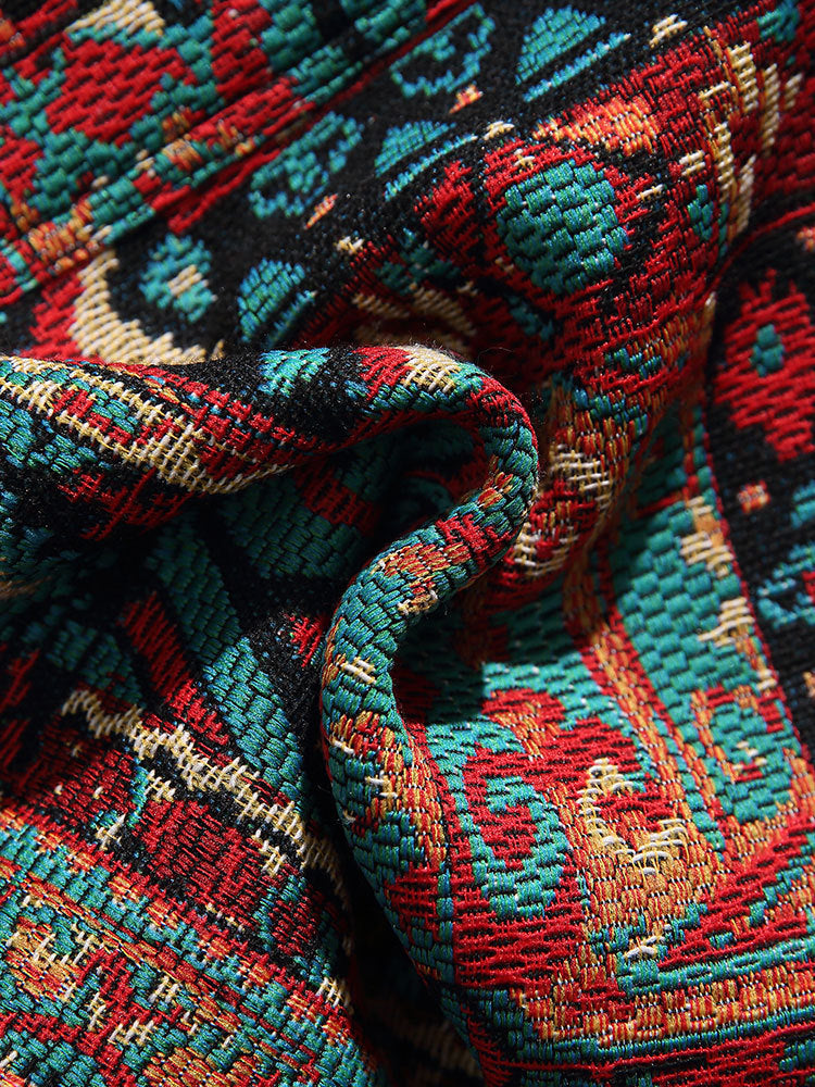 Pattaya Red Tribal Knit Shorts - RUN THE STREETS COLLABORATIVE