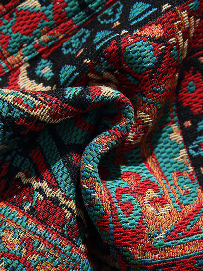 Pattaya Red Tribal Knit Shorts - RUN THE STREETS COLLABORATIVE