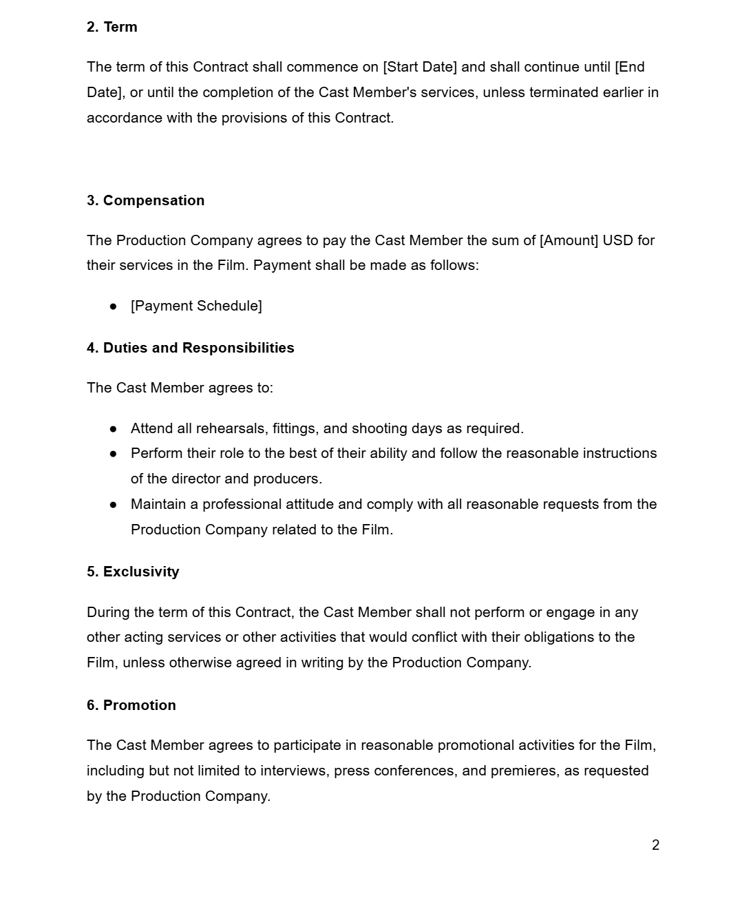 Film Cast Contract - RUN THE STREETS COLLABORATIVE