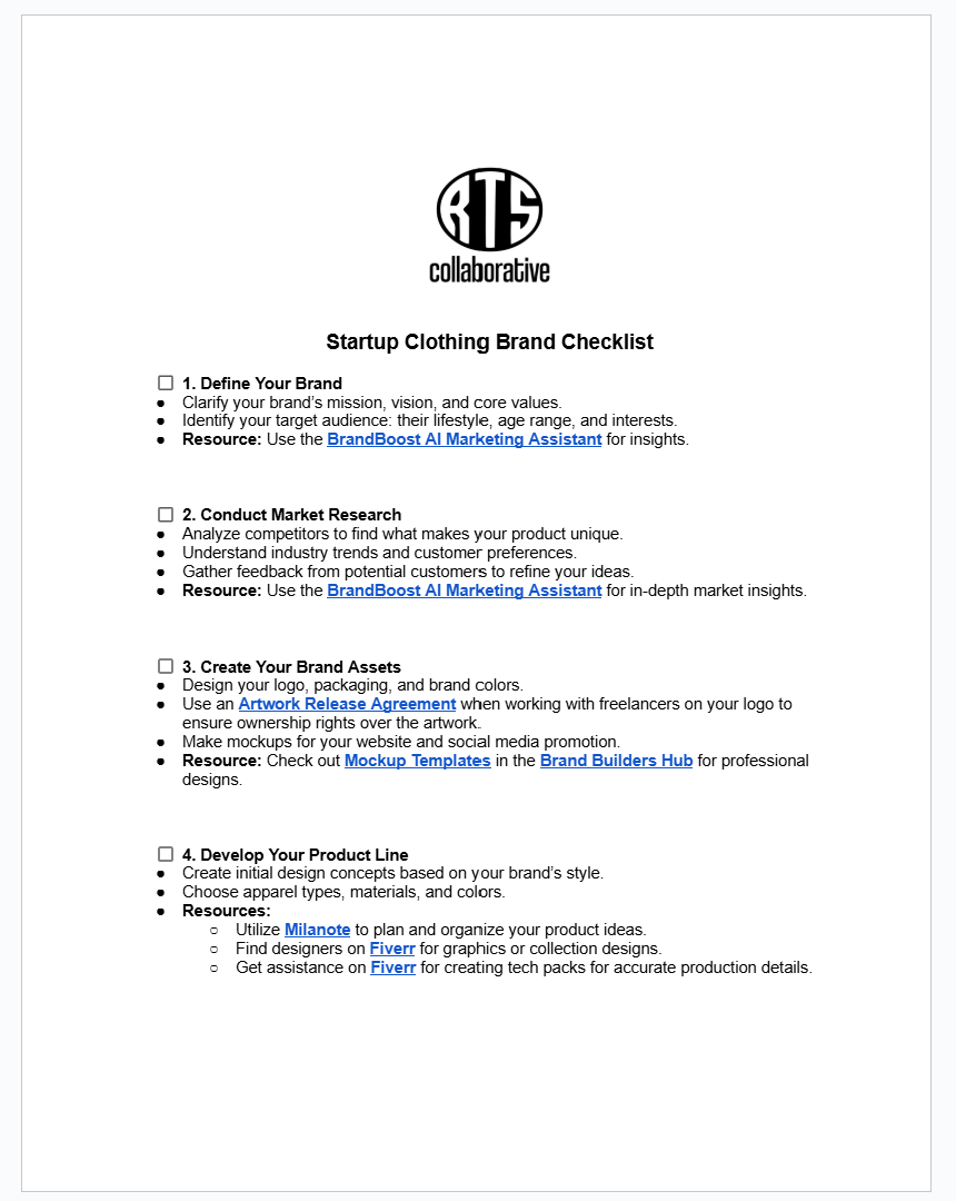 FREE Startup Clothing Brand Checklist – Your Launch Blueprint