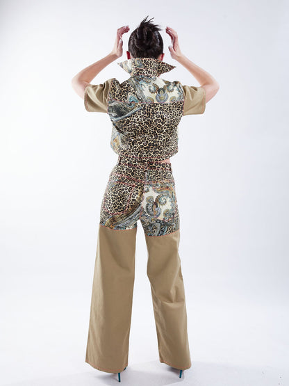 Wide Leg Pant in Tan and Leopard Paisley - RUN THE STREETS COLLABORATIVE