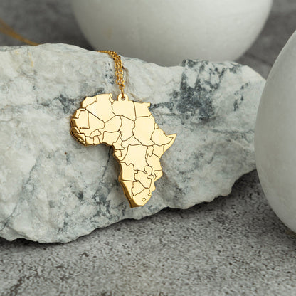 Africa Map Necklace - RUN THE STREETS COLLABORATIVE
