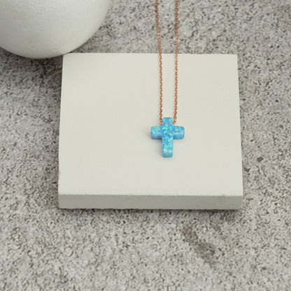 Opal Cross Necklace - RUN THE STREETS COLLABORATIVE