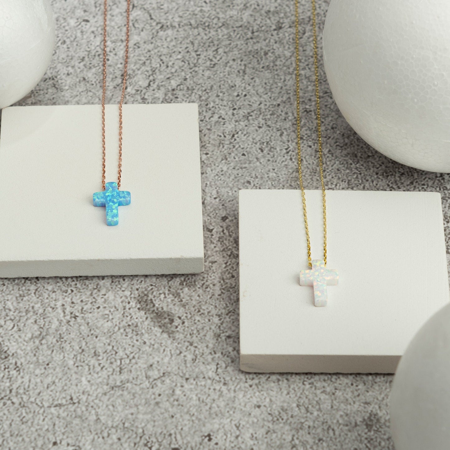 Opal Cross Necklace - RUN THE STREETS COLLABORATIVE