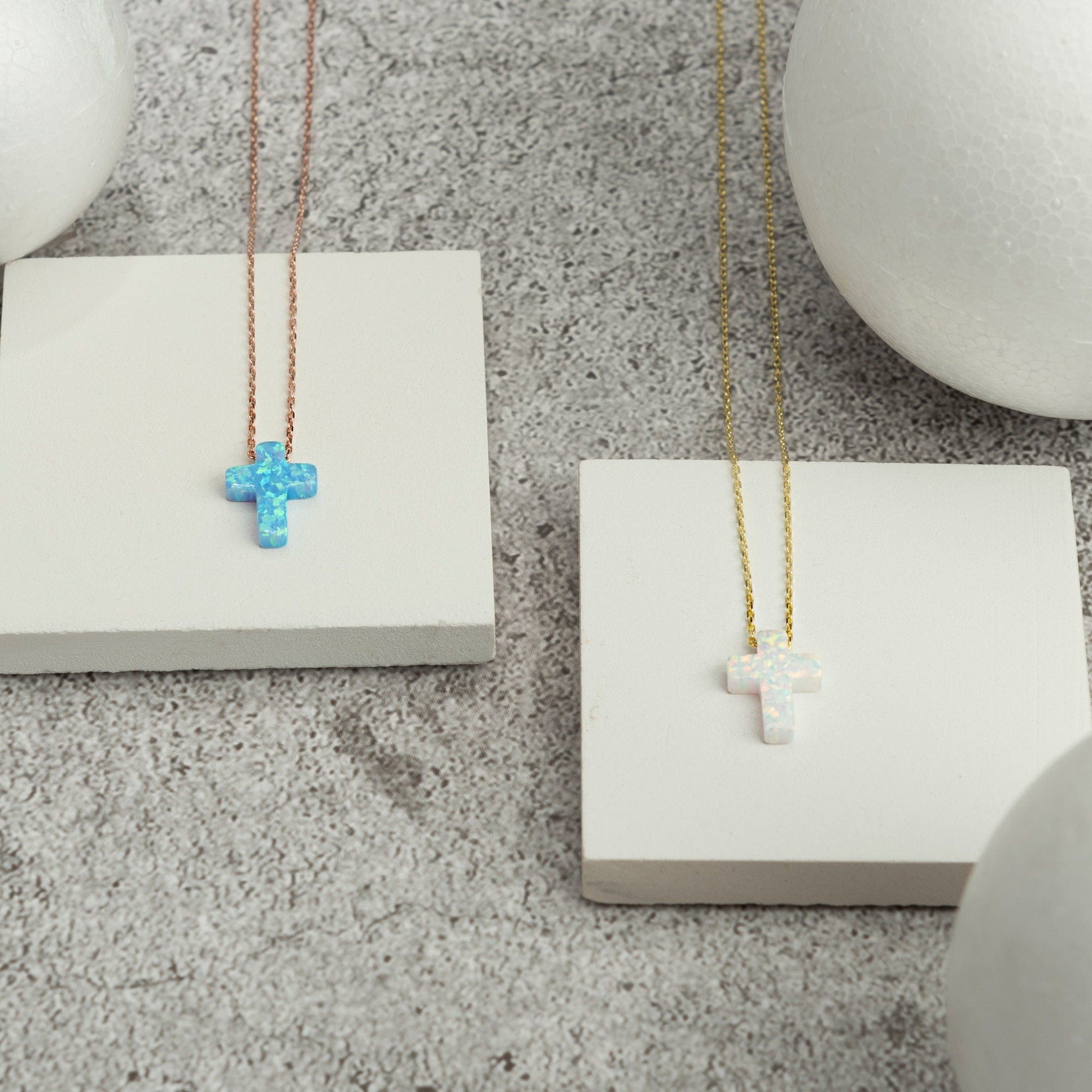 Opal Cross Necklace - RUN THE STREETS COLLABORATIVE