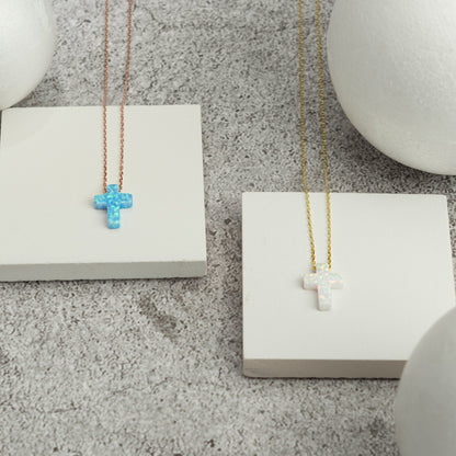 Opal Cross Necklace - RUN THE STREETS COLLABORATIVE