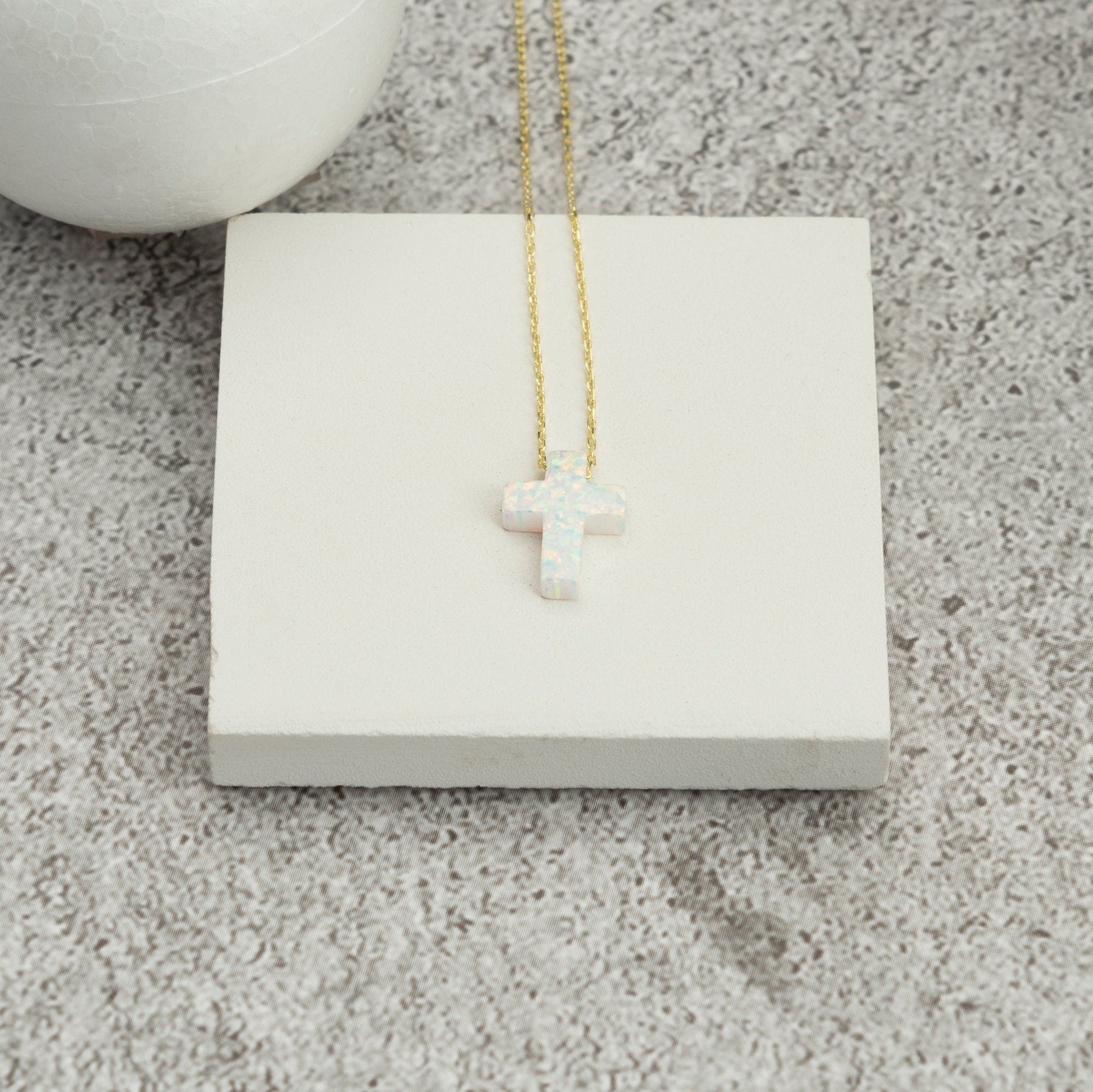 Opal Cross Necklace - RUN THE STREETS COLLABORATIVE