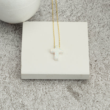 Opal Cross Necklace - RUN THE STREETS COLLABORATIVE