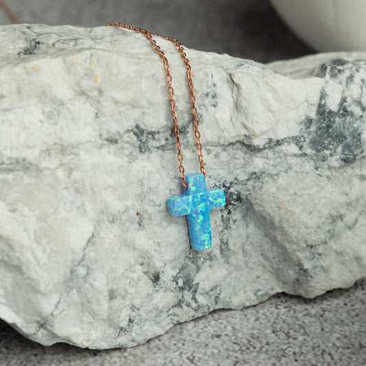 Opal Cross Necklace - RUN THE STREETS COLLABORATIVE