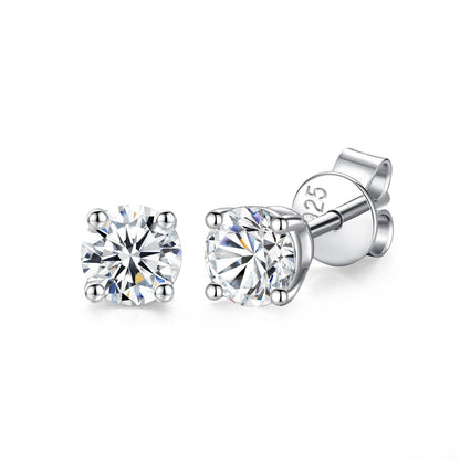18K Gold Plated 925 Sterling Silver Moissanite Stud Earrings GRA-Certified - RUN THE STREETS COLLABORATIVE