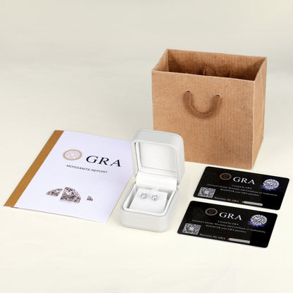 18K Gold Plated 925 Sterling Silver Moissanite Stud Earrings GRA-Certified - RUN THE STREETS COLLABORATIVE