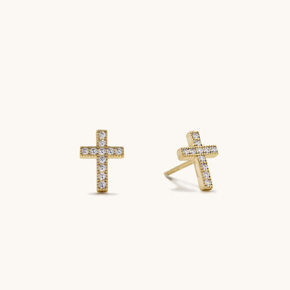 925 Sterling Silver Cubic Zirconia Cross Stud Earrings - RUN THE STREETS COLLABORATIVE