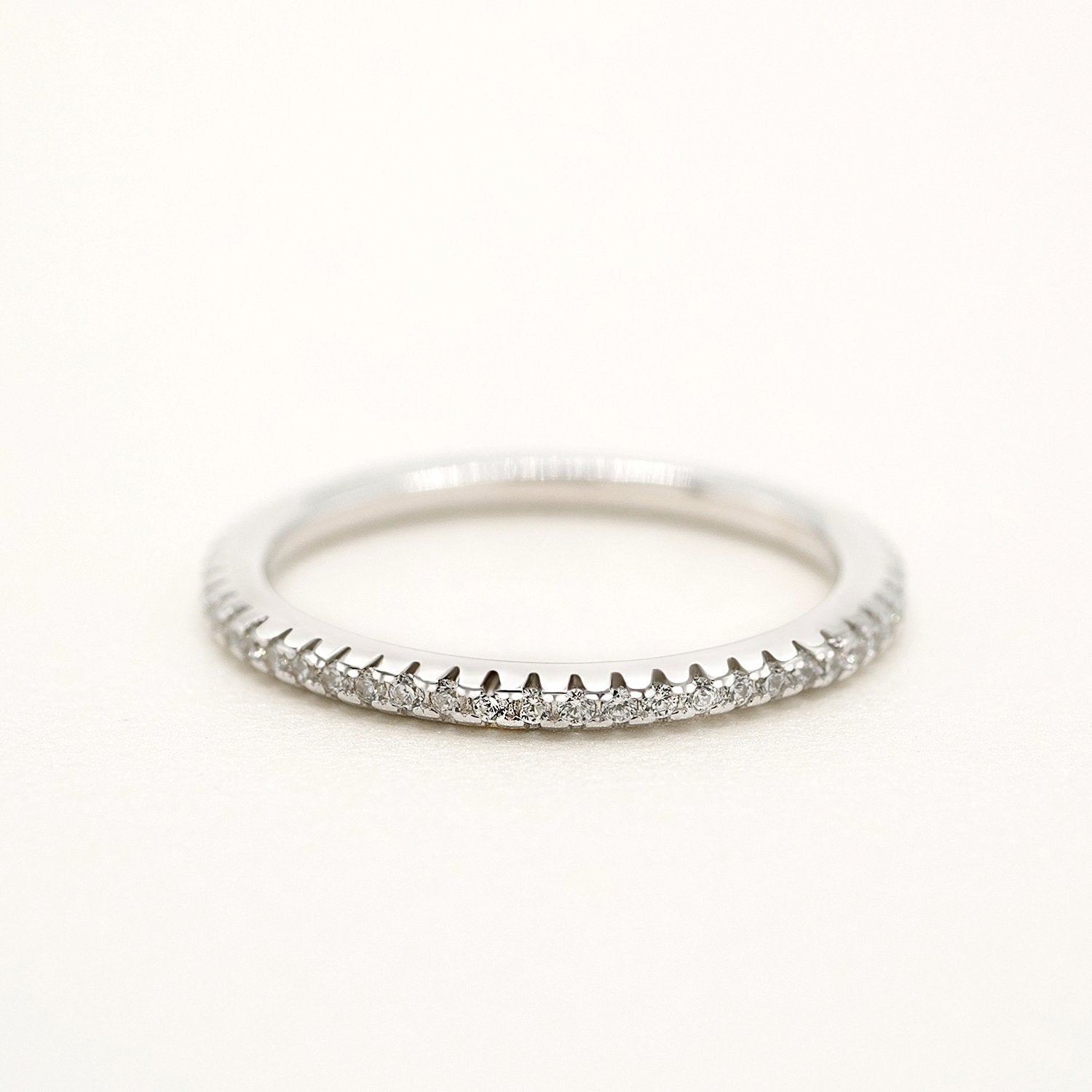 925 Sterling Silver Cubic Zirconia Wedding Band Eternity Ring - RUN THE STREETS COLLABORATIVE