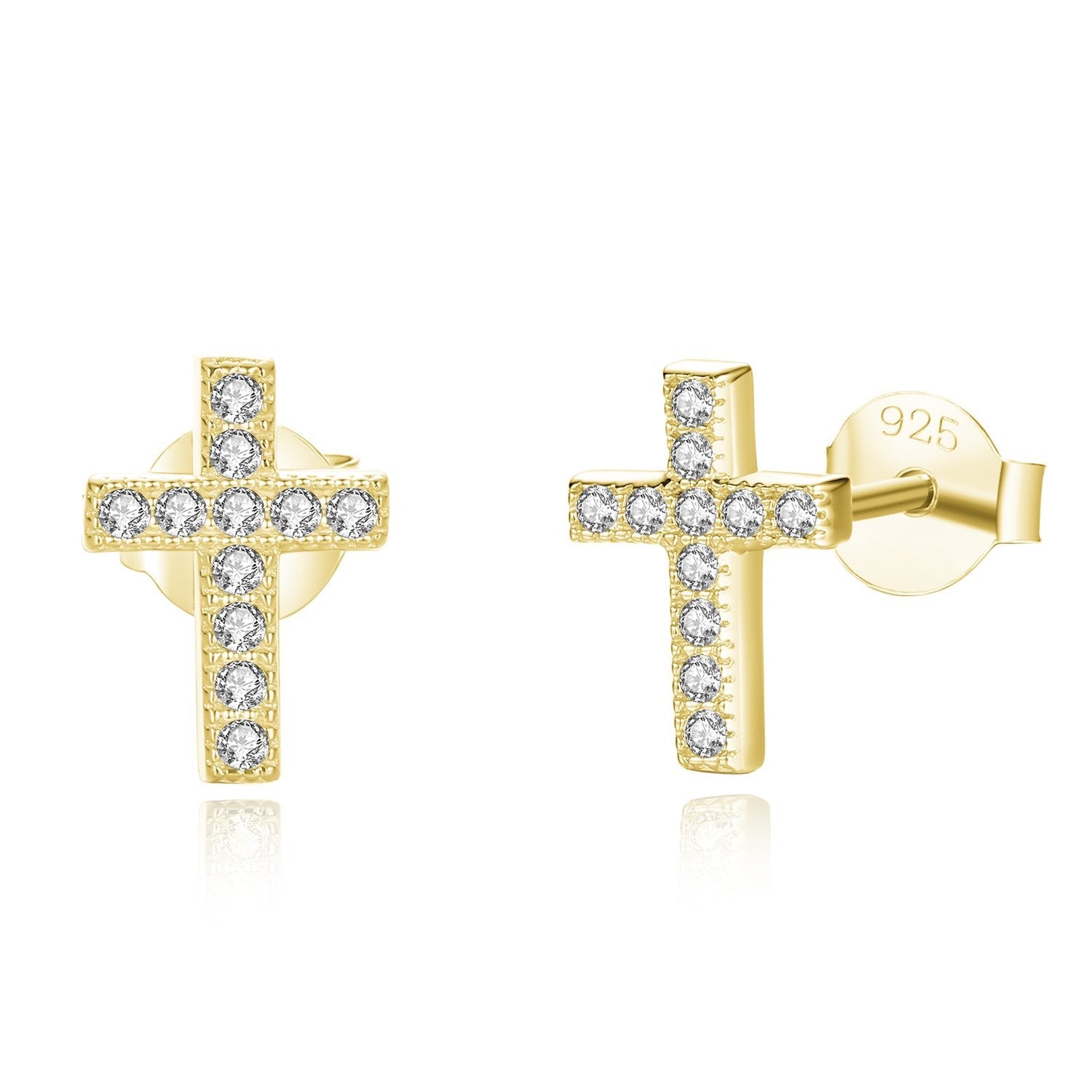 925 Sterling Silver Cubic Zirconia Cross Stud Earrings - RUN THE STREETS COLLABORATIVE