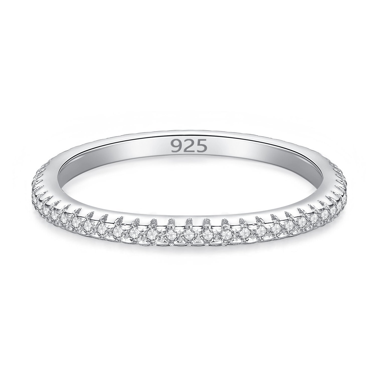 925 Sterling Silver Cubic Zirconia Wedding Band Eternity Ring - RUN THE STREETS COLLABORATIVE