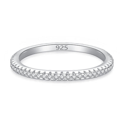 925 Sterling Silver Cubic Zirconia Wedding Band Eternity Ring - RUN THE STREETS COLLABORATIVE