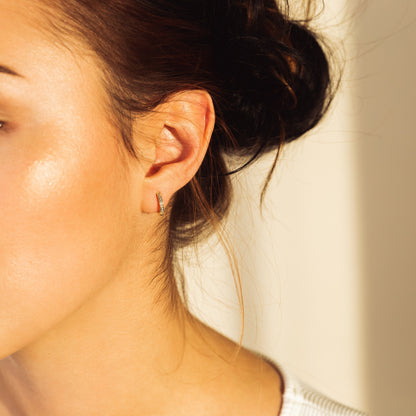 925 Sterling Silver Huggie Hoop Earrings - RUN THE STREETS COLLABORATIVE