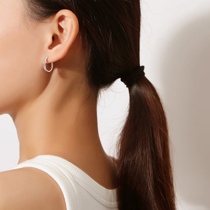 925 Sterling Silver Cubic Zirconia Mini Hoop Earrings - RUN THE STREETS COLLABORATIVE