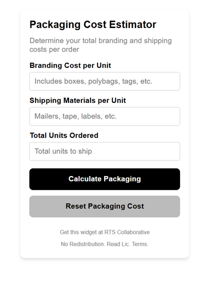 Packaging Cost Estimator Widget Plugin